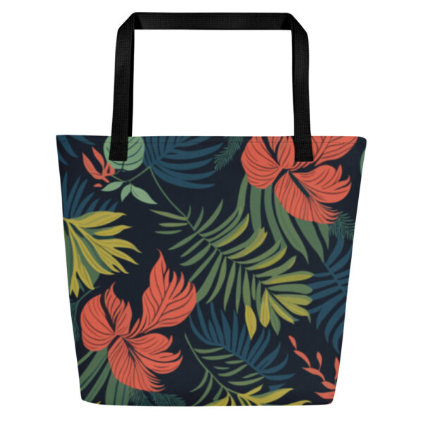 Tropical Print Large Black Tote Bag - Image 4