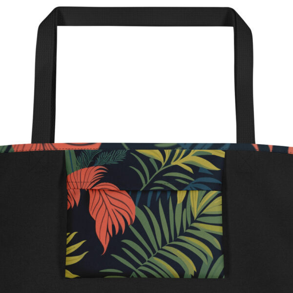 Tropical Print Large Black Tote Bag - Image 5