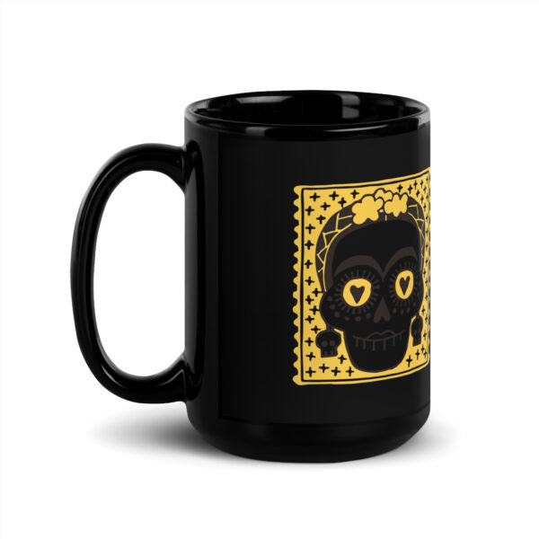 Sugar Skull | Black Glossy Mug - Image 4