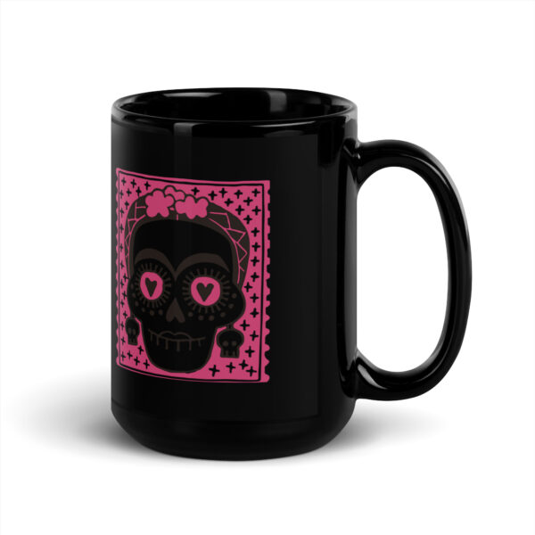 Sugar Skull | Black Glossy Mug - Image 5