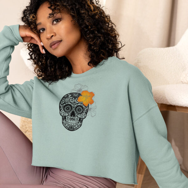 Sugar Skull Hibiscus | Women's Crop Sweatshirt