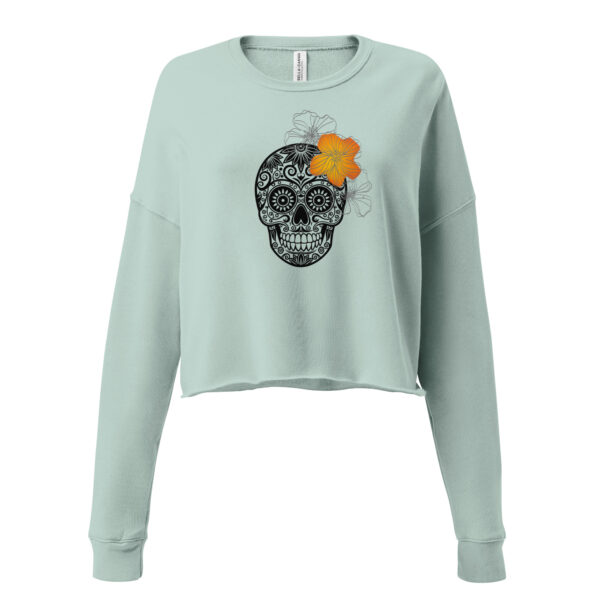 Sugar Skull Hibiscus | Women's Crop Sweatshirt - Image 4