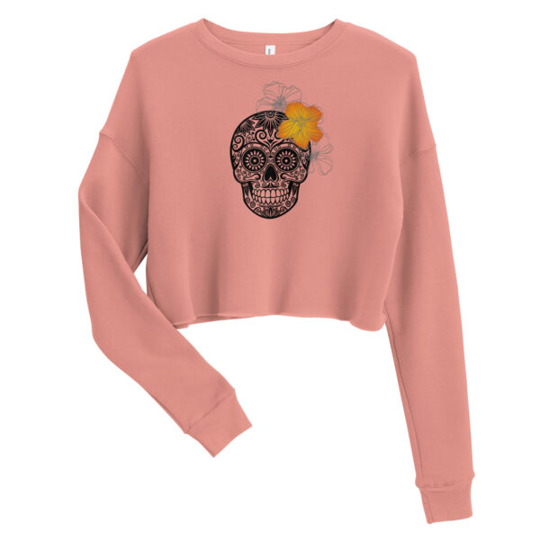 Sugar Skull Hibiscus | Women's Crop Sweatshirt - Image 6