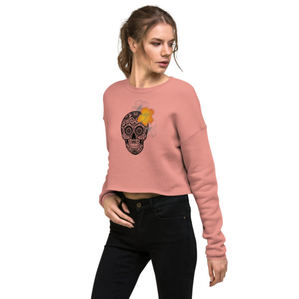 Sugar Skull Hibiscus | Women's Crop Sweatshirt - Image 2